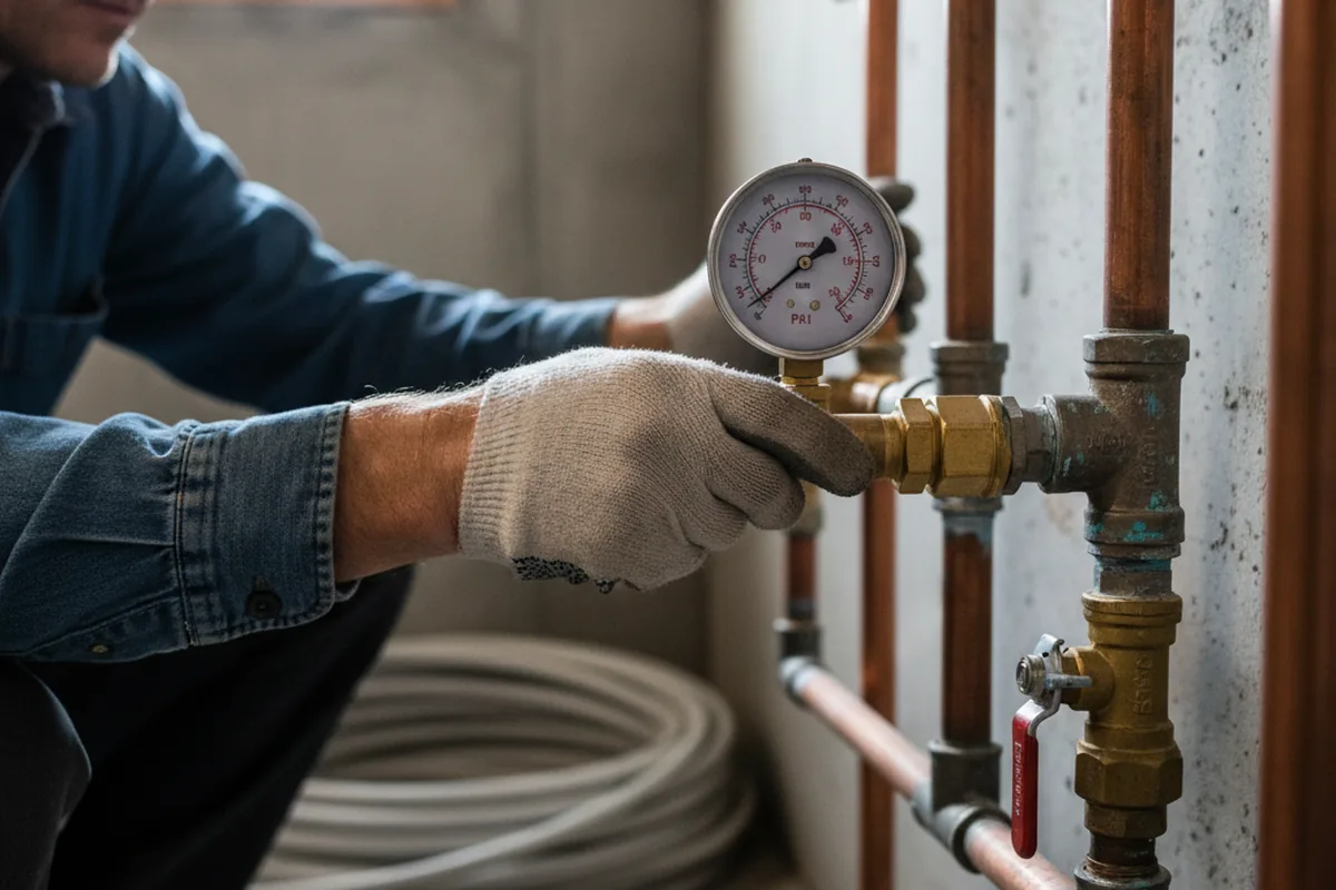 Pressure testing a repaired line during Water Line Repair in Minden